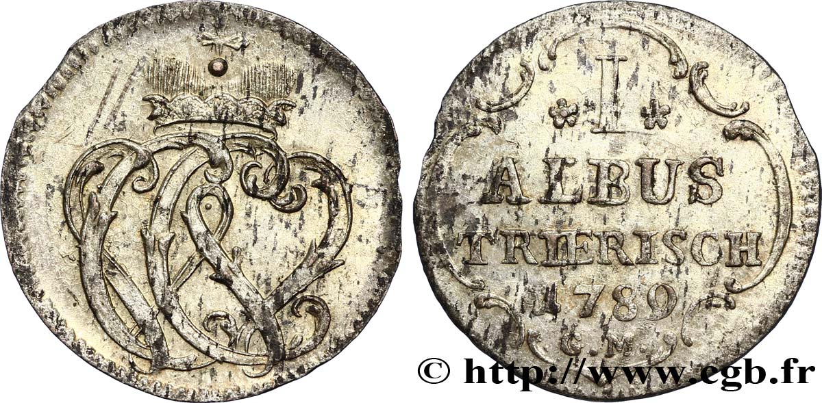 GERMANIA - TREVIRI 1 Albus monogramme du prince-archevêque Clément Wenzel de Saxe 1789  q.SPL 