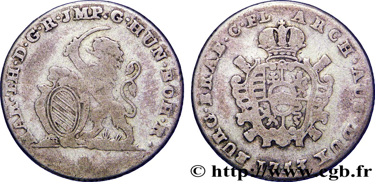 BÉLGICA - PAíSES BAJOS AUSTRíACOS 2 Escalins frappe au nom de Marie-Thérèse : lion / armes 1753 Anvers BC 