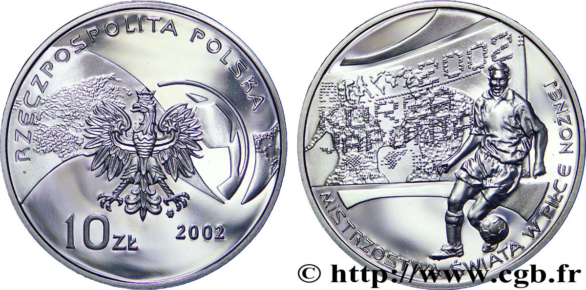 POLAND 10 Zlotych aigle / Coupe du Monde de Football 2002 Corée-Japon 2002  MS 