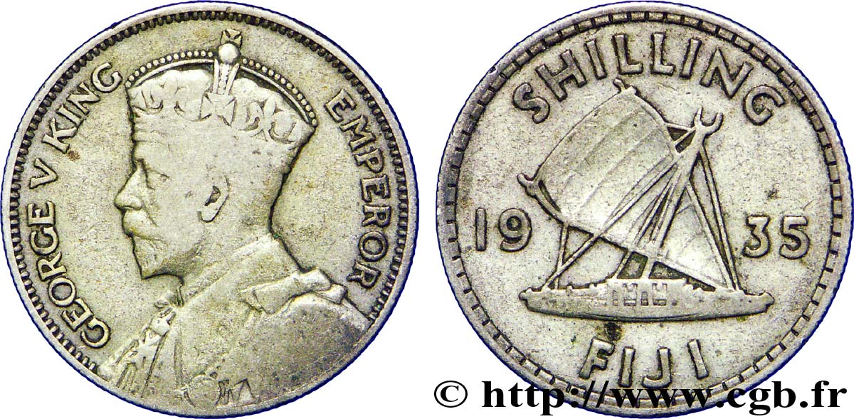 FIDSCHIINSELN 1 Shilling Georges  V / voilier traditionnel 1935  S 
