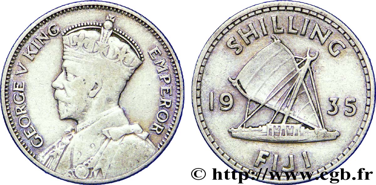 FIDSCHIINSELN 1 Shilling Georges  V / voilier traditionnel 1935  SS 