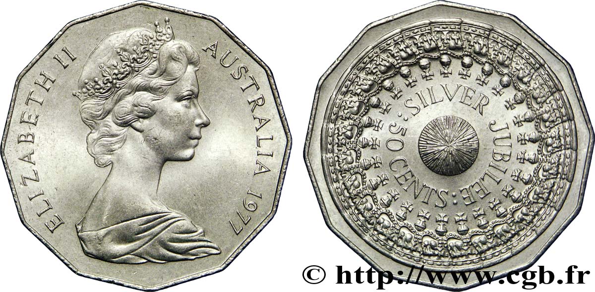 AUSTRALIE 50 Cents Elisabeth II / jubilé d’argent 1977  SUP 