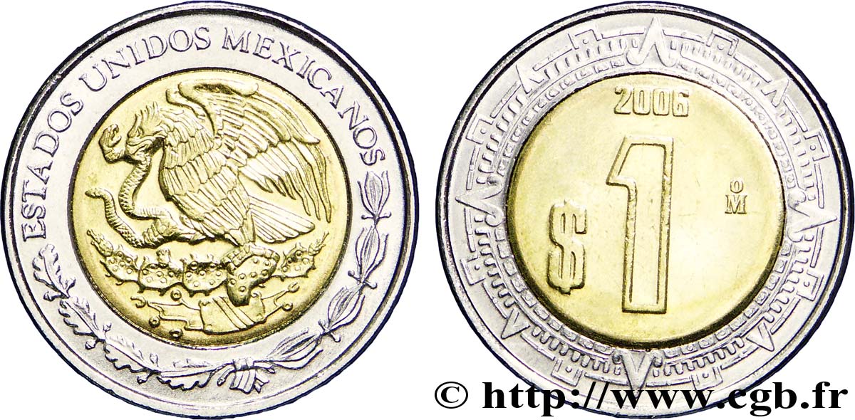 MEXICO 1 Peso aigle 2006 Mexico MS 