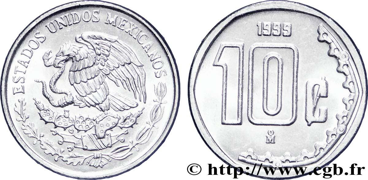 MÉXICO 10 Centavos aigle 1999 Mexico SC 