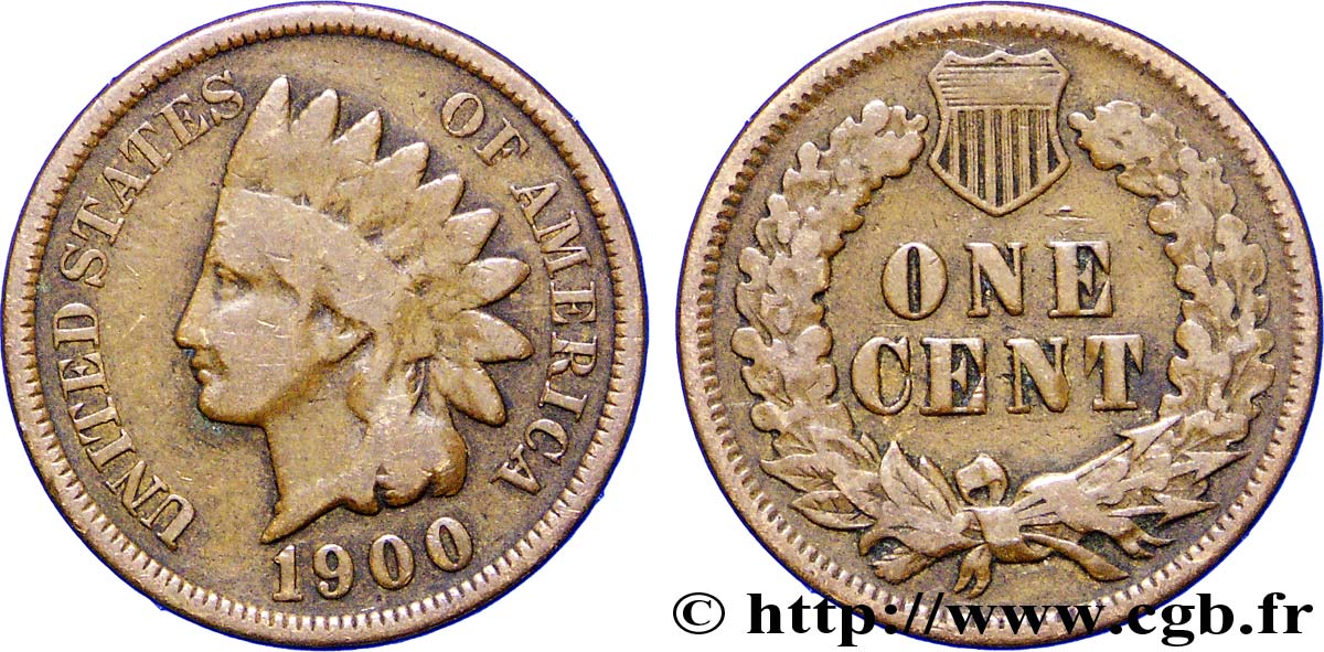 ESTADOS UNIDOS DE AMÉRICA 1 Cent tête d’indien, 3e type 1900 Philadelphie BC 