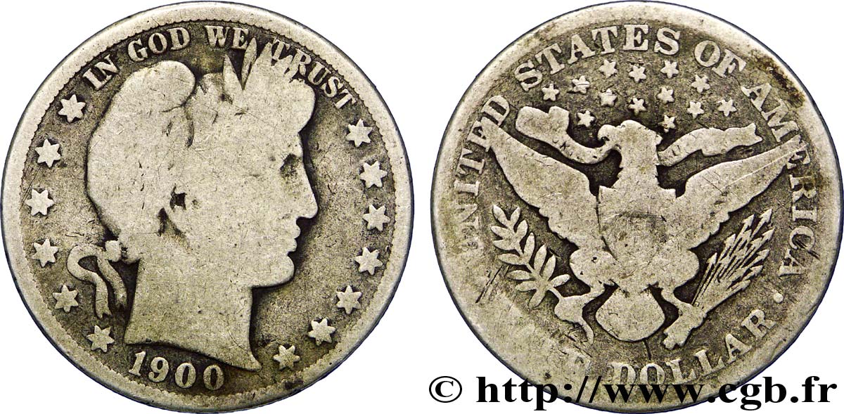 UNITED STATES OF AMERICA 1/2 Dollar type Barber 1900 Philadelphie F 