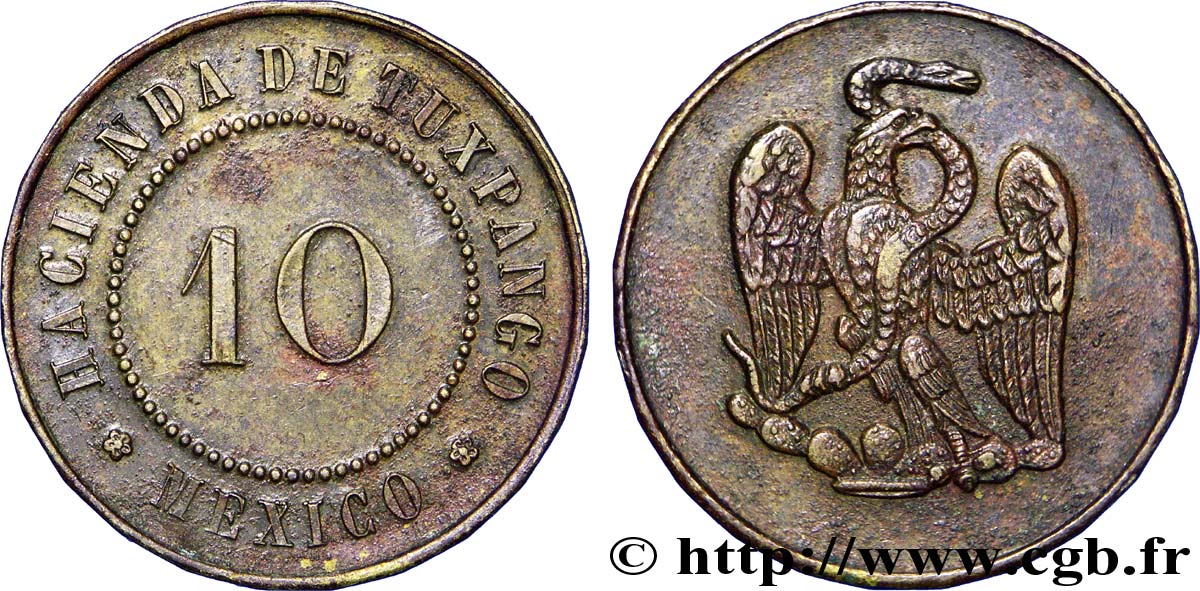 MEXICO 10 Centavos Hacienda de Tuxpango / aigle au serpent N.D.  AU 