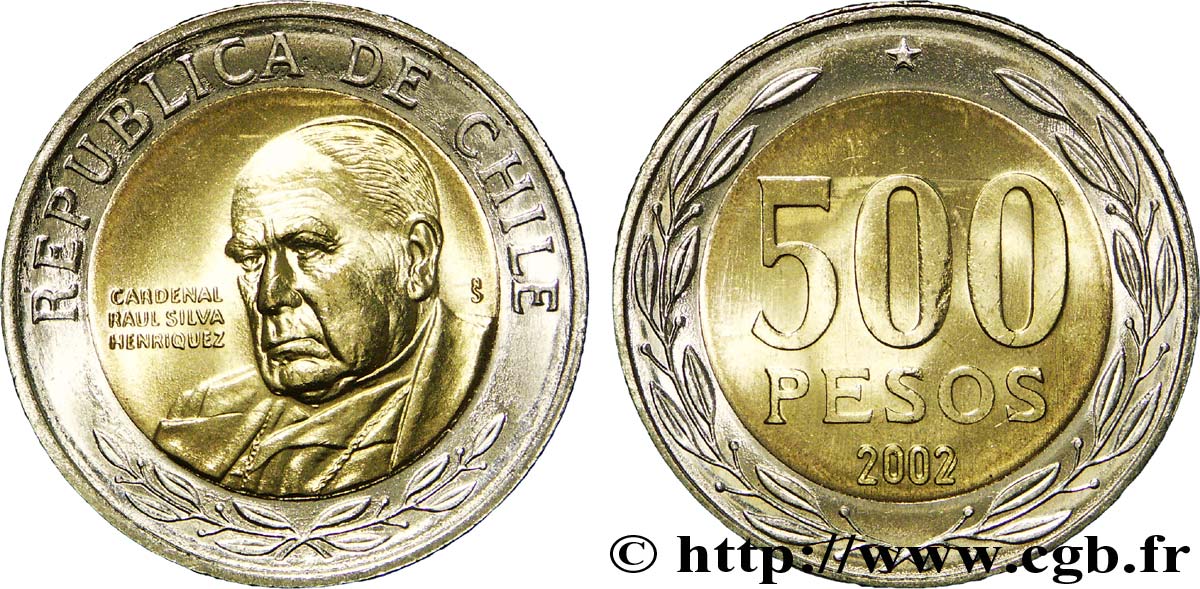CHILE
 500 Pesos le cardinal Raul Silva Enriquez 2003 Santiago - S° fST 