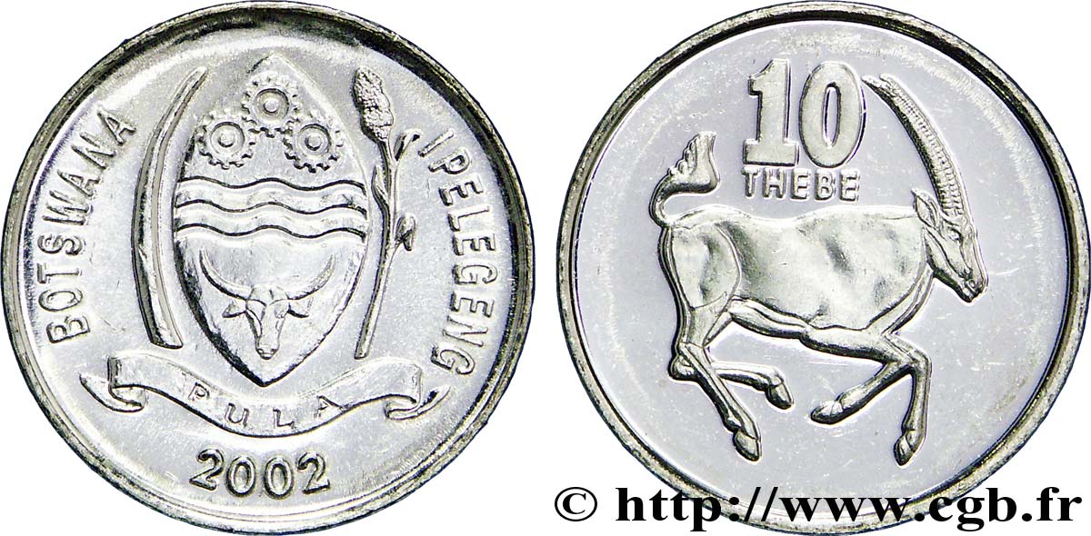 BOTSWANA (REPUBLIC OF) 10 Thebe Oryx d’Afrique Australe 2002  MS 