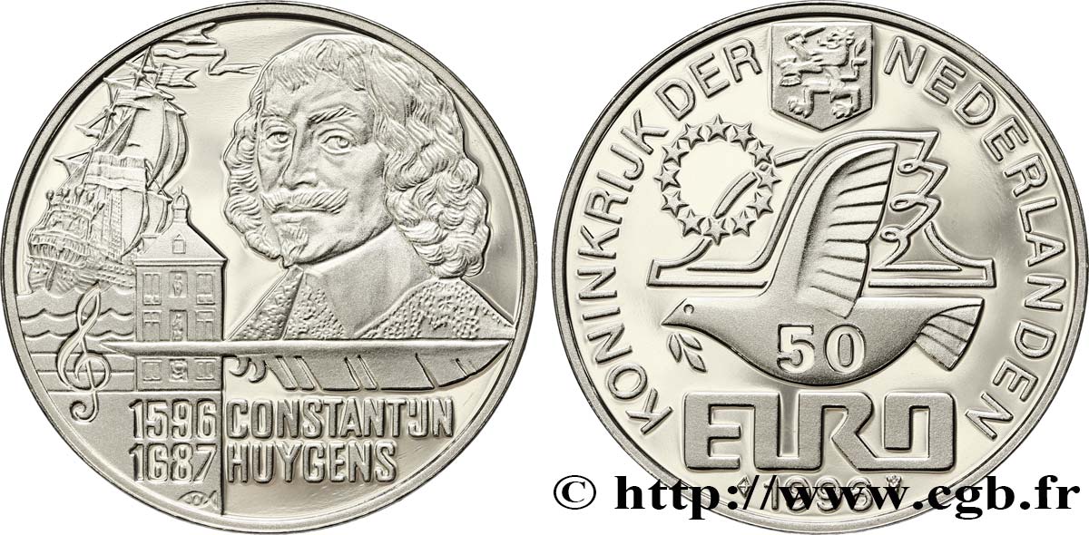 PAESI BASSI 50 Euro colombe de la paix / Constantijn Huygens 1996  Utrecht FDC 