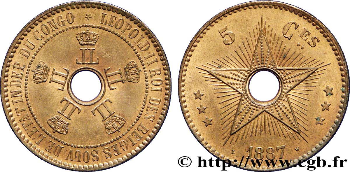 KONGO-FREISTAAT 5 Centimes 1887  fST 