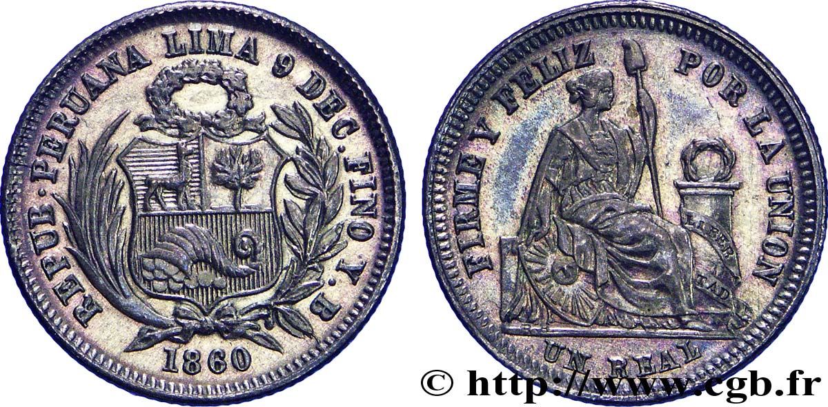 PERU 1 Real 1860 Lima MS 