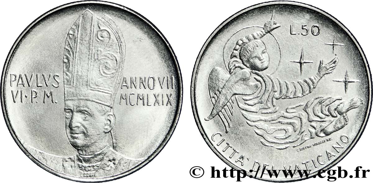 VATICAN AND PAPAL STATES 50 Lire Paul VI an VII / ange 1969 Rome MS 