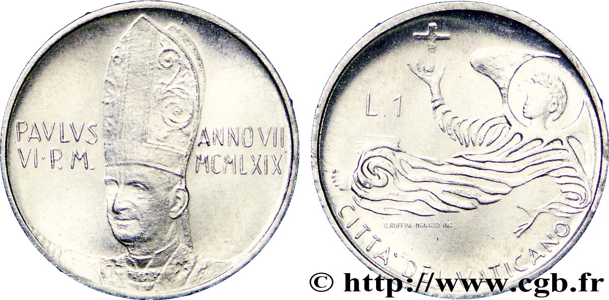 VATICAN AND PAPAL STATES 1 Lire Paul VI an VII / ange 1969 Rome MS 