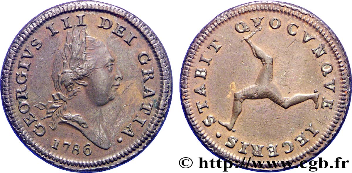 ISOLA DI MAN 1/2 Penny Georges III 1786  SPL 