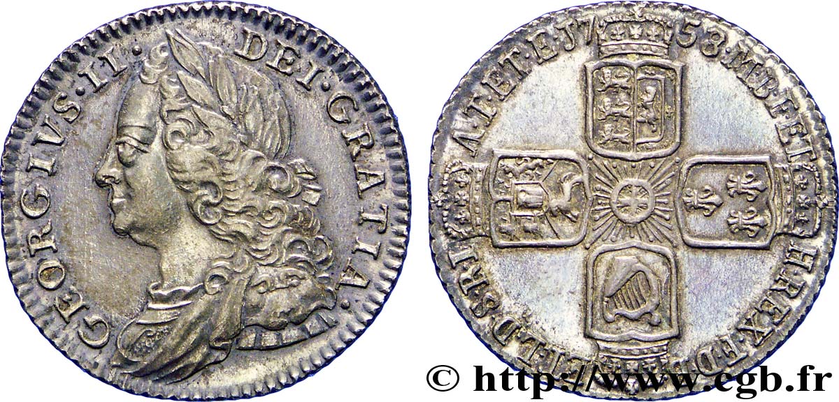 ROYAUME-UNI 1 Shilling Georges II 1758  SUP 