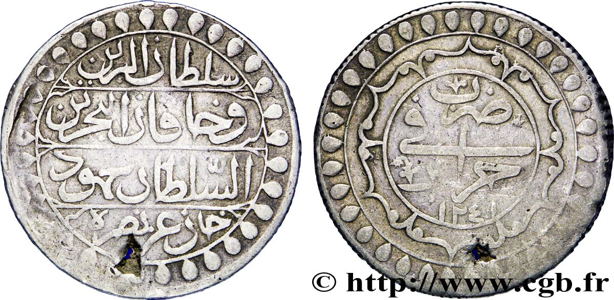 ALGERIA 2 Budju au nom de Mahmud II AH 1241 1826 Alger VF 