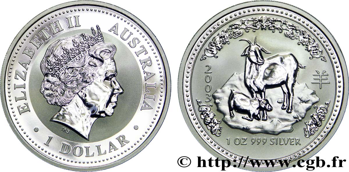AUSTRALIA 1 Dollar BE (proof) Elisabeth II / année de la chèvre 2003  MS 