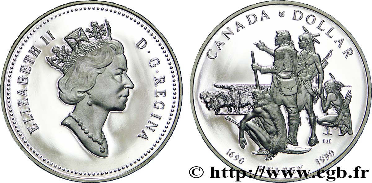 CANADA 1 Dollar BE (proof) Elisabeth II / l’explorateur et trappeur Henry Kelsey 1990  FDC 