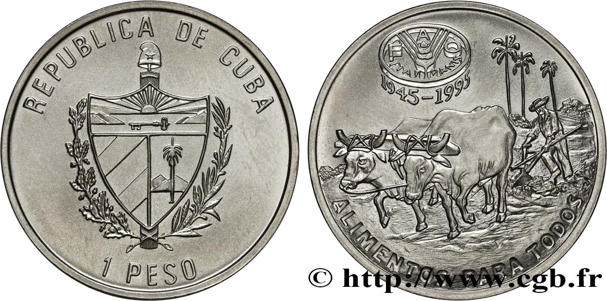 CUBA 1 Peso 50e anniversaire de la fondation de la FAO 1995  SC 