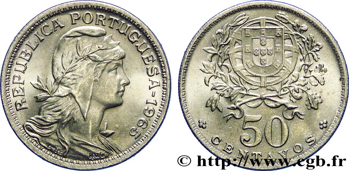 PORTUGAL 50 Centavos 1965  MS 