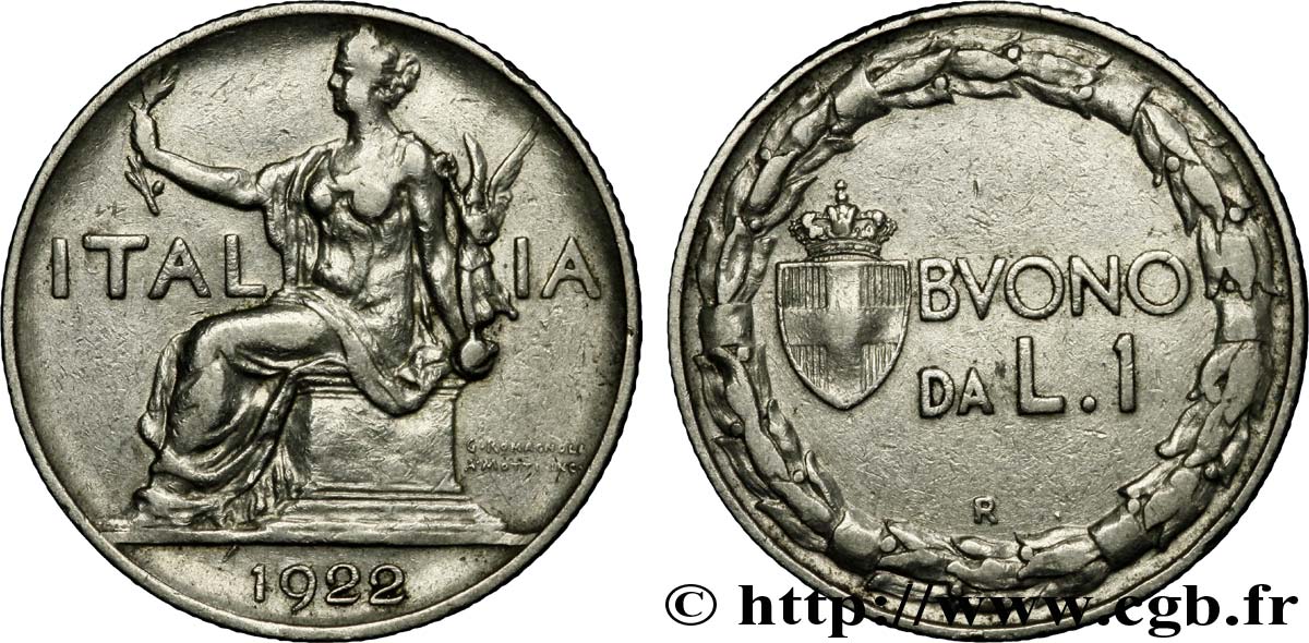 ITALIA 1 Lira (Buono da L.1) Italie assise 1922 Rome - R BC+ 