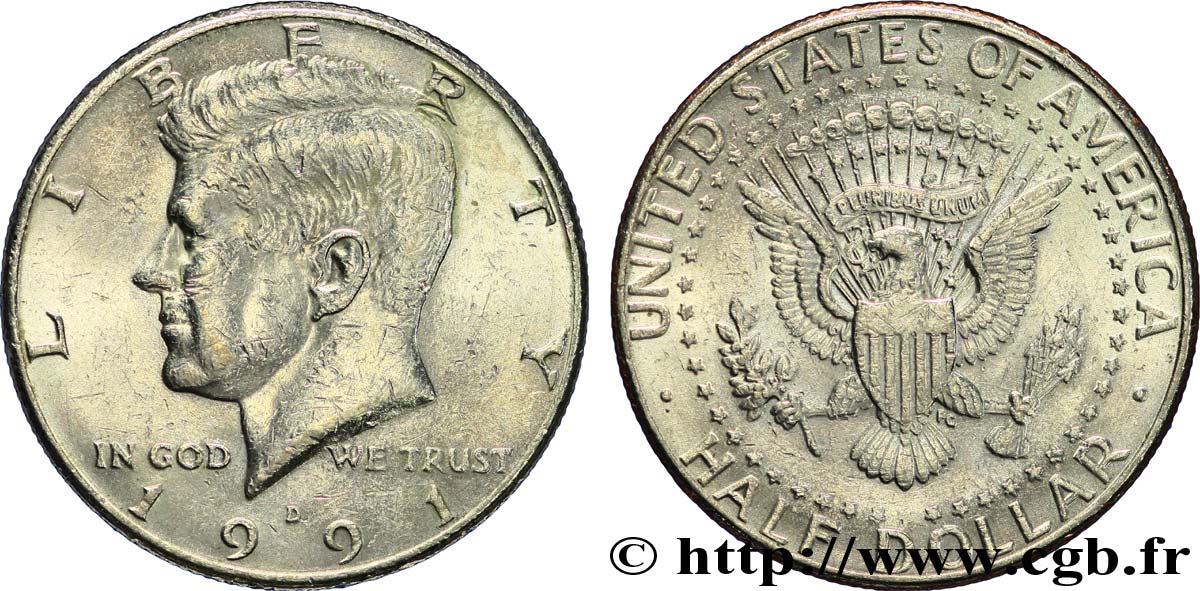 UNITED STATES OF AMERICA 1/2 Dollar Kennedy 1991 Denver XF 