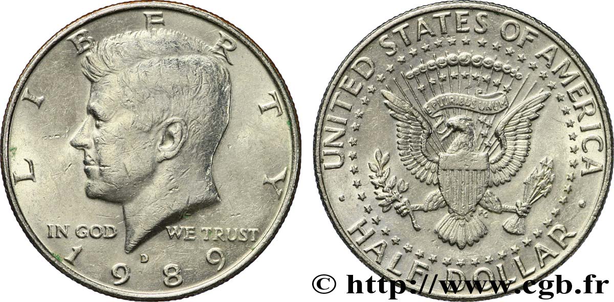 UNITED STATES OF AMERICA 1/2 Dollar Kennedy 1989 Denver AU 