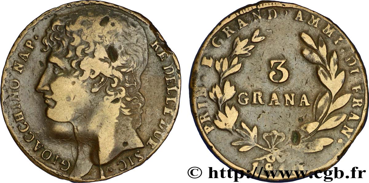 ITALIEN - KÖNIGREICH BEIDER SIZILIEN 3 Grana Joachim Murat 1810  S 
