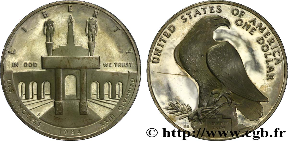 STATI UNITI D AMERICA 1 Dollar BE J.O. de Los Angeles 1984 San Francisco SPL 