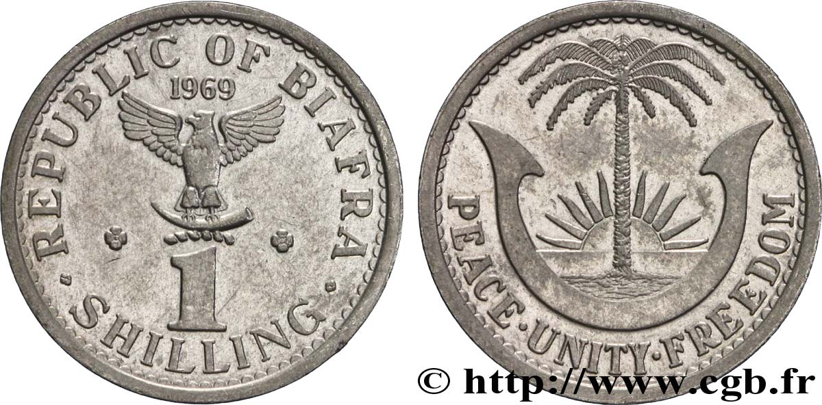 BIAFRA 1 Shilling aigle / palmier 1969  VZ 
