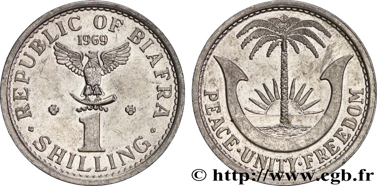BIAFRA 1 Shilling aigle / palmier 1969  SPL 