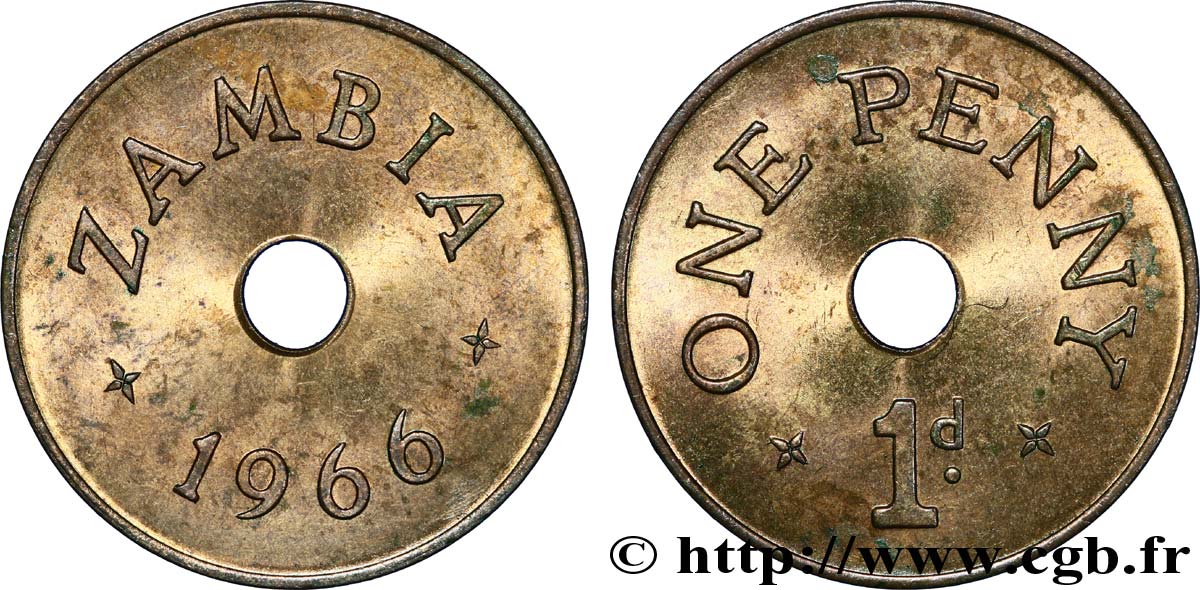 ZAMBIA 1 Penny 1966  MS 