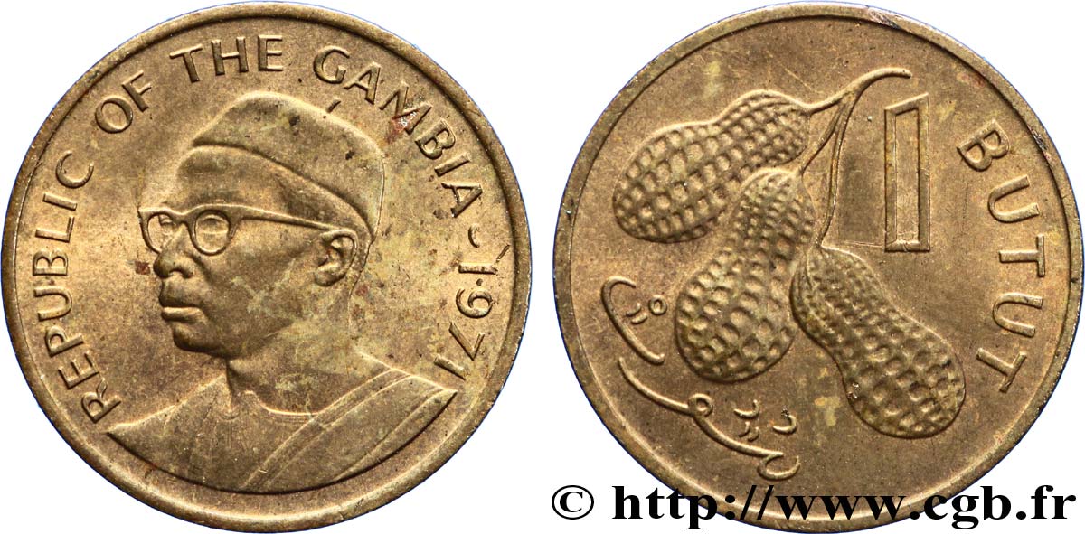 GAMBIA 1 Butut Sir Dawda Jawara / arachide 1974  VZ 