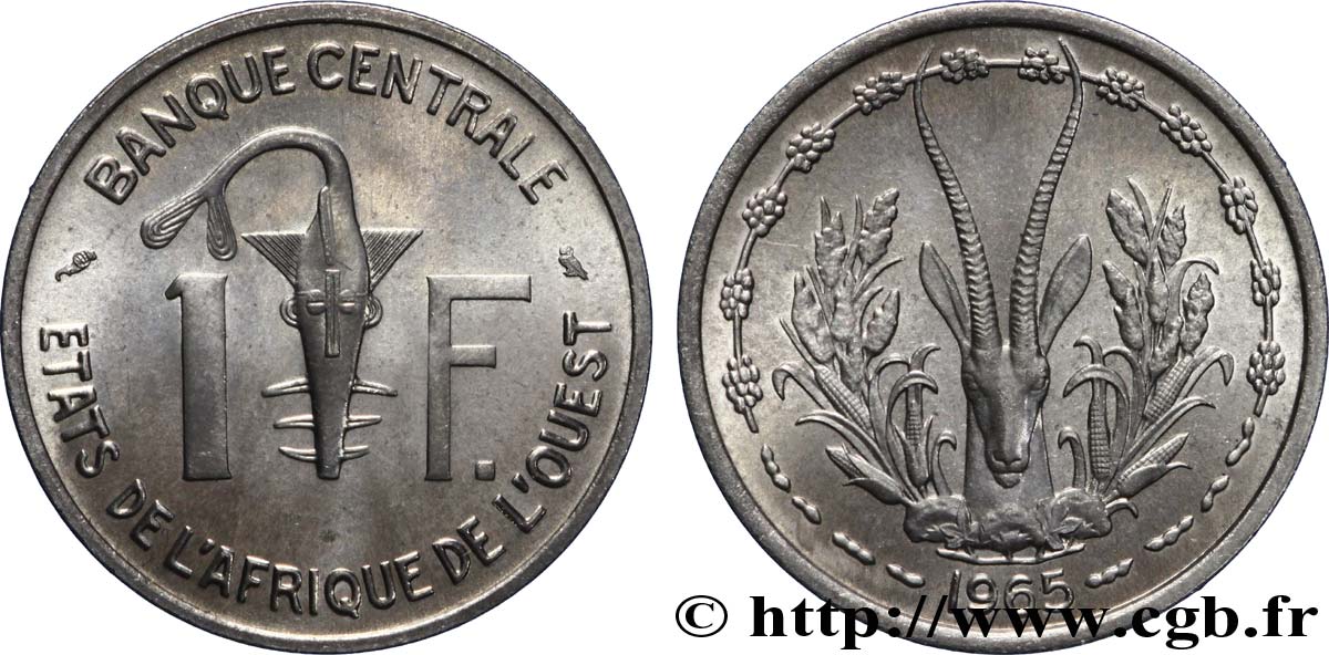 ESTADOS DE ÁFRICA DEL OESTE 1 Franc BCEAO 1965 Paris SC 