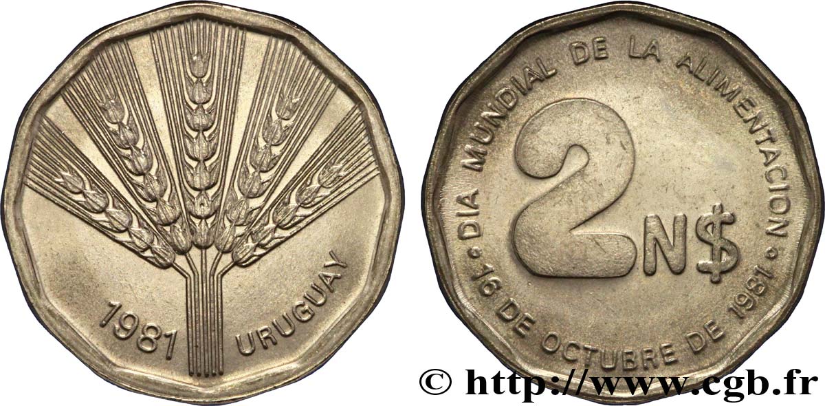 URUGUAY 2 Nuevos Pesos journée mondiale de l’alimentation - 16 octobre 1981 1981  fST 