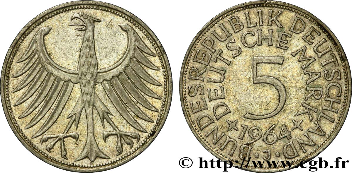 GERMANIA 5 Mark aigle 1964 Hambourg - J BB 