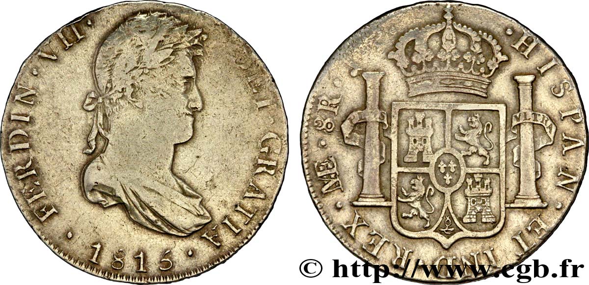 PERU 8 Reales Ferdinand VII d’Espagne 1815 Lima VF 