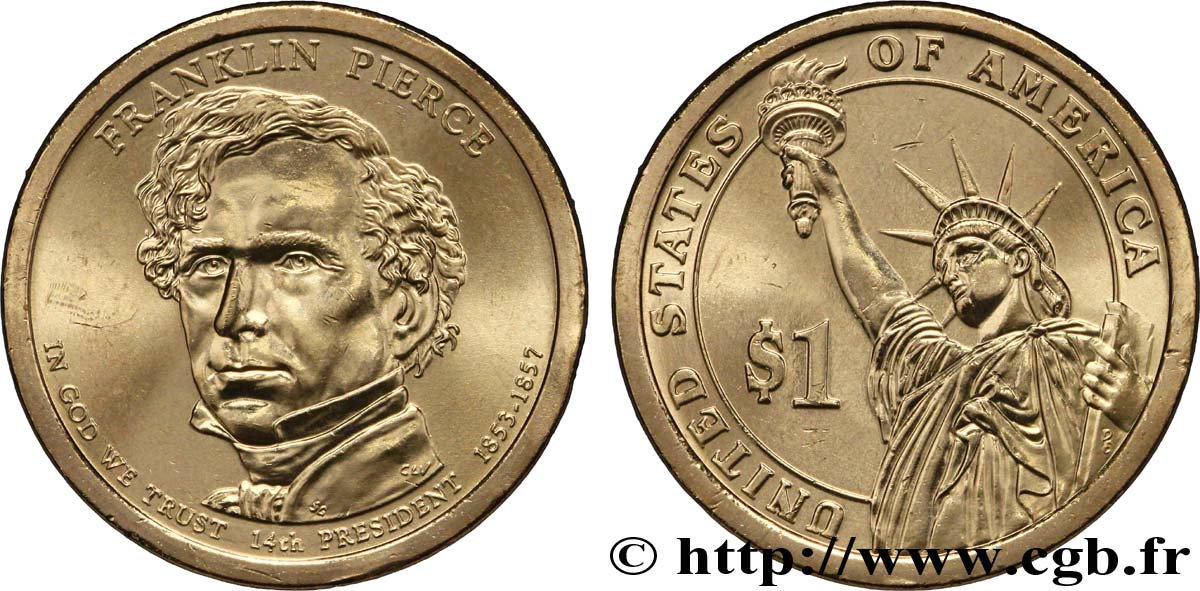 ESTADOS UNIDOS DE AMÉRICA 1 Dollar Présidentiel Franklin Pierce tranche B 2010 Philadelphie SC 