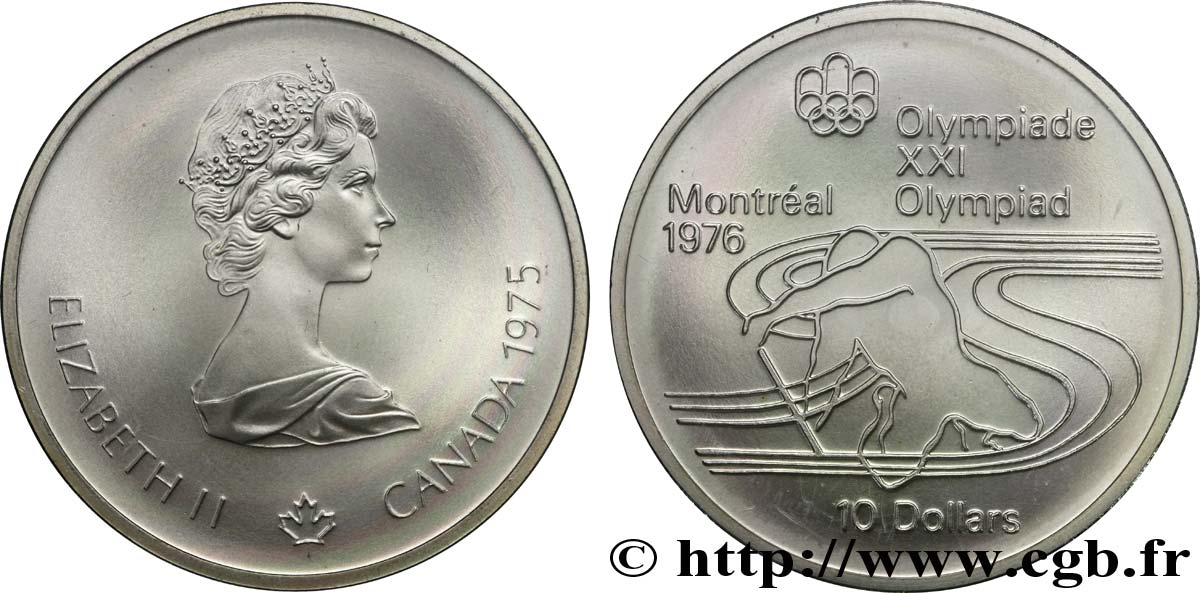 CANADá
 10 Dollars JO Montréal 1976 canoë / Elisabeth II 1975  FDC 