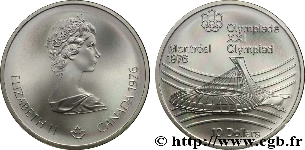 CANADá
 10 Dollars JO Montréal 1976 stade olympique / Elisabeth II 1976  FDC 