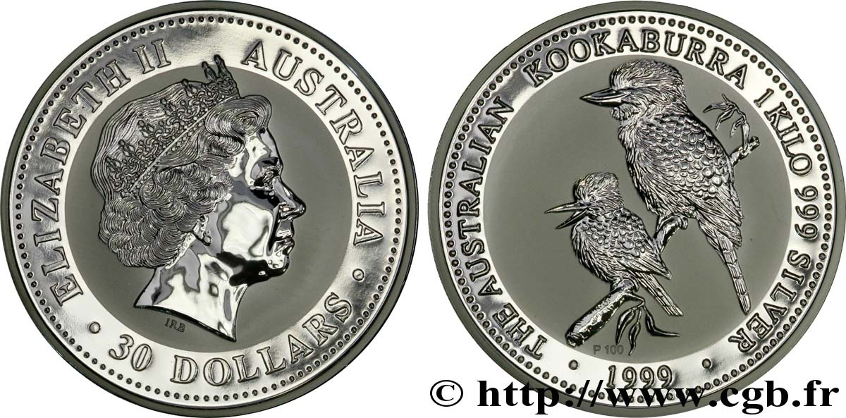 AUSTRALIEN 30 Dollars BE (Proof) Elisabeth II / Kookaburra 1999  ST 