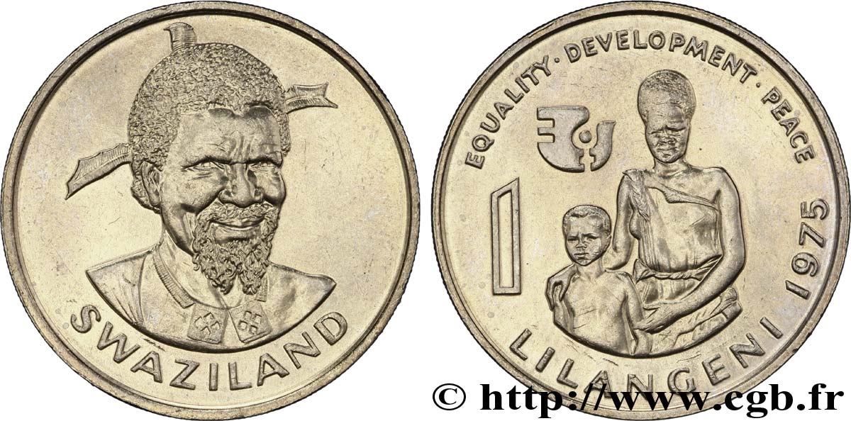 SWAZILAND 1 Lilangeni Roi Msawati III / reine mère Ntombi Tfwala 1974  EBC 