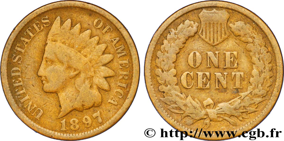 ESTADOS UNIDOS DE AMÉRICA 1 Cent tête d’indien, 3e type 1897 Philadelphie BC 
