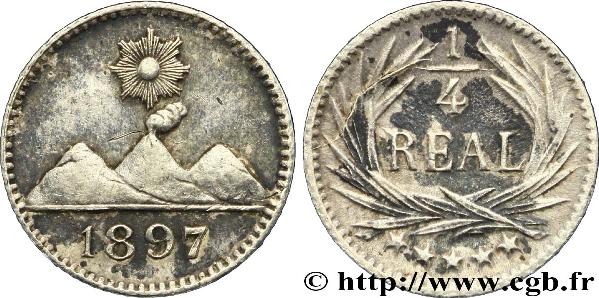 GUATEMALA 1/4 Real 1897  AU 