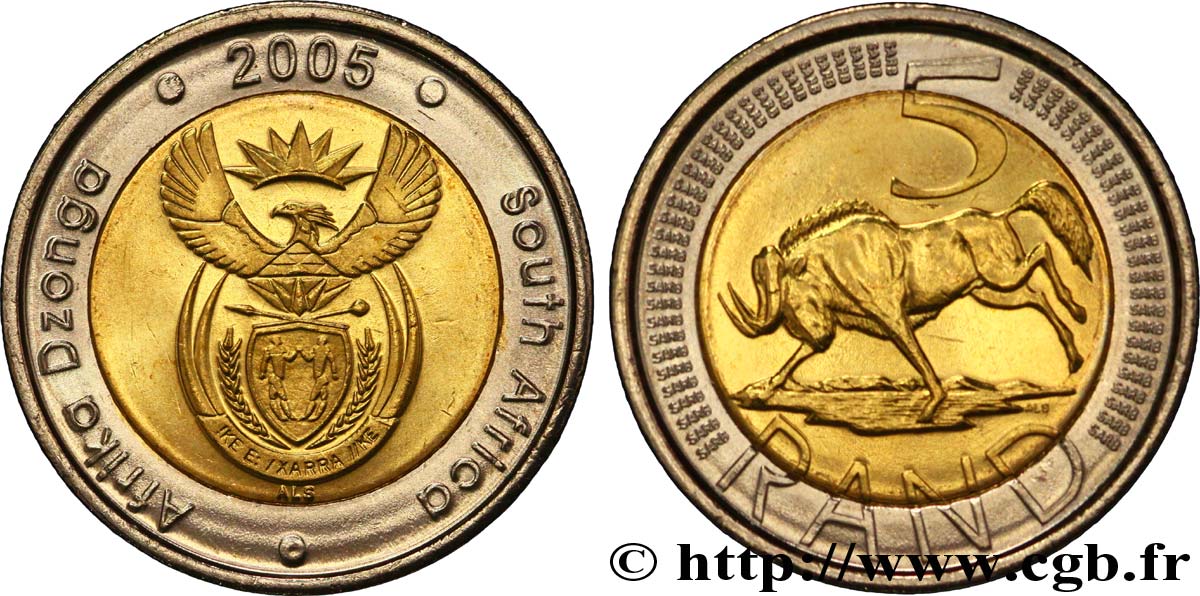 SOUTH AFRICA 5 Rand emblème / buffle 2005  MS 