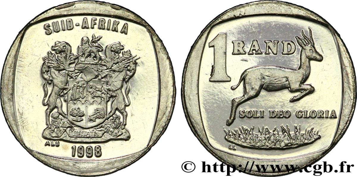 SUDAFRICA 1 Rand emblème “Suid-Afrika”/ springbok 1998  MS 