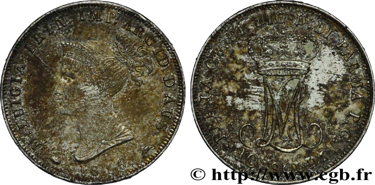 ITALY - PARMA AND PIACENZA 10 Soldi Marie-Louise 1815 Milan AU 