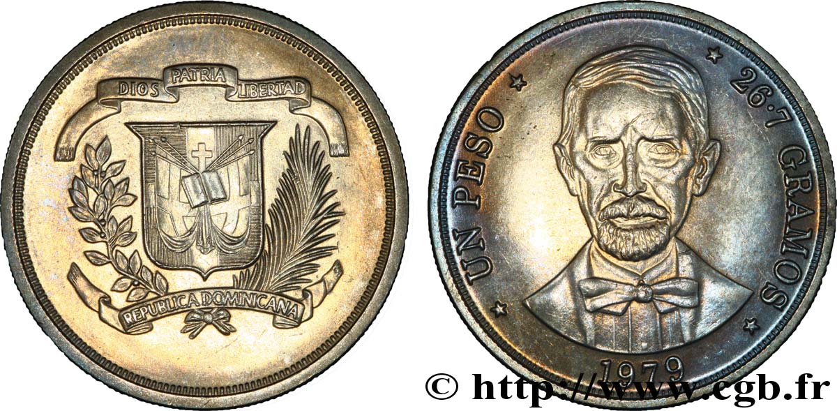 RÉPUBLIQUE DOMINICAINE 1 Peso emblème / Juan Pablo Duarte 1979  SPL 