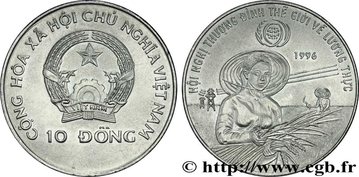 VIET NAM  10 Dong FAO République Socialiste du Viet Nam : emblème / paysanne 1996  SPL 